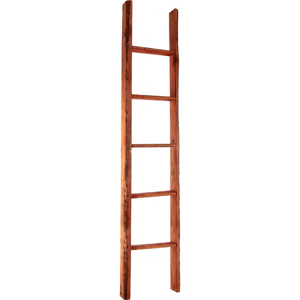 Ekena Millwork 15"W x 72"H x 3 1/2"D Vintage Farmhouse 5 Rung Ladder, Barnwood Decor Collection, Salvage Red DECR015X072X04LDRRD - main